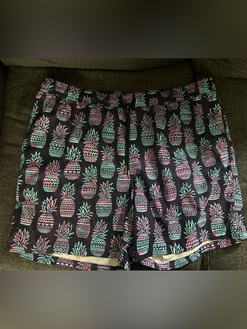 Goodfellow & Co Black Swim Shorts with Mint and‎ Pink Pineapple Print XXL